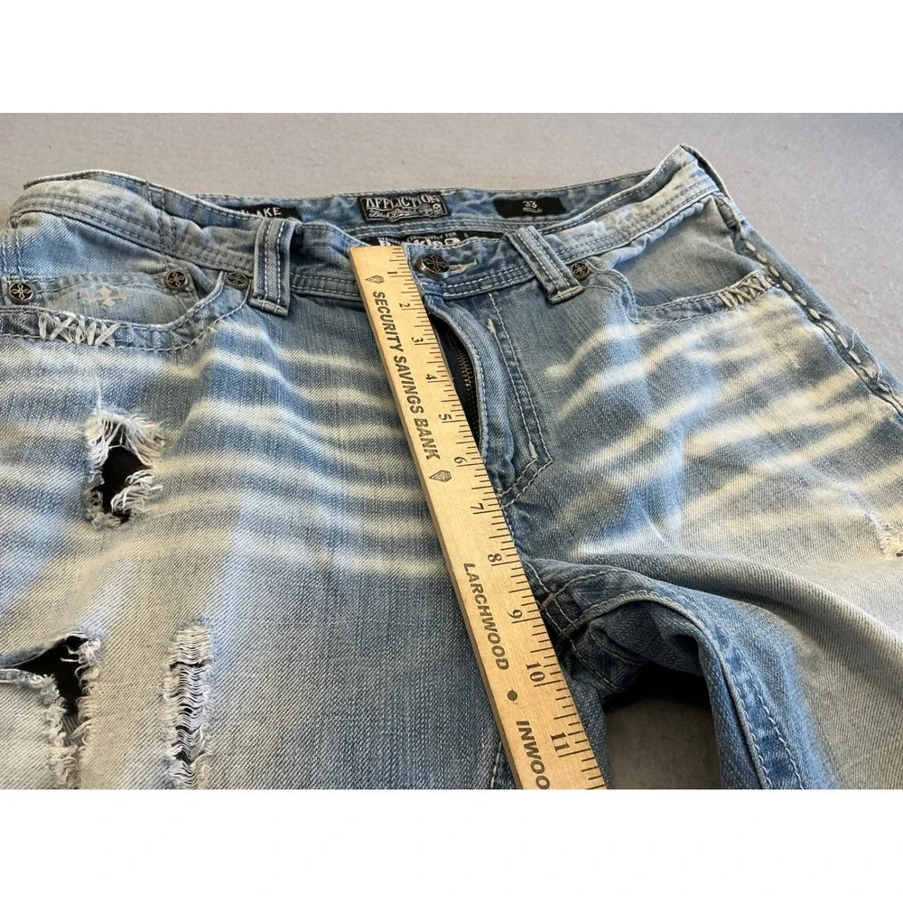 Affliction Y2K Blake Jeans Distressed Straight Leg 33 Regular Light Wash Buckle